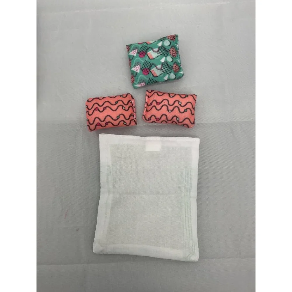 Dollhouse Doll Bed Sleeping Bag & Pillows Set